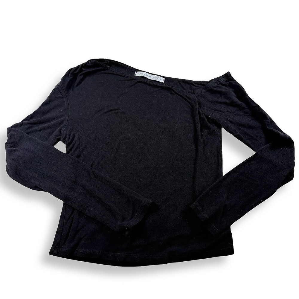 Altar'd State Womens Black Asymmetrical Neck Long Sleeve Top Small A3228K001JD